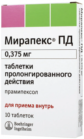 Мирапекс ПД тбл пролонг д-я 0,375мг №10