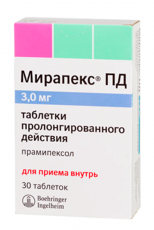 Мирапекс ПД тбл пролонг д-я 3мг №30