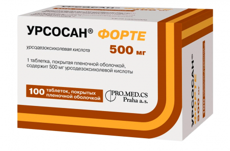 Урсосан Форте тбл п/п/о 500мг №100